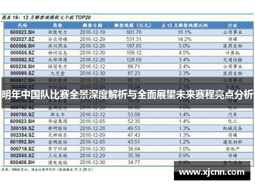 明年中国队比赛全景深度解析与全面展望未来赛程亮点分析